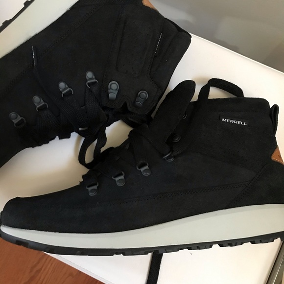 Merrell Men's Classic Chukka Leather Hiking sneaker suede Boots black - Picture 3 of 11